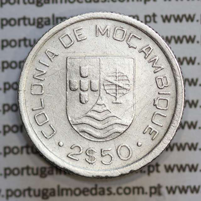 Mozambique, silver coin of 2.50 Escudos 1935, 2-1/2 Escudos 1935 Former Portuguese Colony, (VF), World Coins Mozambique KM 61