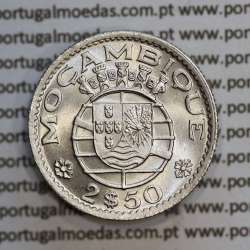 Moçambique 2$50 1954 cuproníquel, "2 escudos e 50 centavos 1954 " (Soberba), 2 1/2 Escudos 1954 World Coins Mozambique KM 78