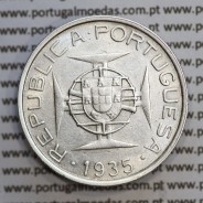 Moçambique 5$00 1935 Prata, (cinco escudos em prata de 1935), (MBC+), World Coins Mozambique KM 62