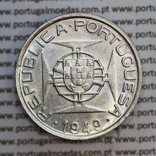 Moçambique 5$00 1949 Prata, (cinco escudos em prata de 1949), (MBC+/Bela-), World Coins Mozambique KM 69