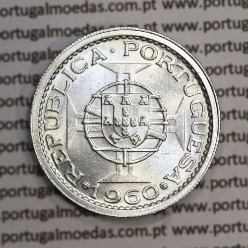 Moçambique 5$00 1960 Prata, (cinco escudos em prata de 1960), (Soberba), World Coins Mozambique KM 84