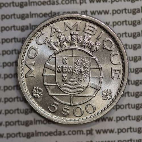 Moçambique 5$00 1971 cuproníquel, "cinco escudos 1971 " (Soberba), 5 Escudos 1973 World Coins Mozambique KM 86