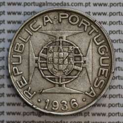 Moçambique, 10 Escudos 1936 Prata, 10$00 escudos 1936 - Ex-Colónia de Portugal, (MBC), World Coins Mozambique KM 67