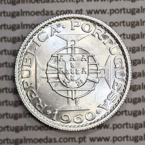 Mozambique, silver coin of 10 Escudos 1960 Former Portuguese Colony of Mozambique, (UNC), World Coins Mozambique KM 79