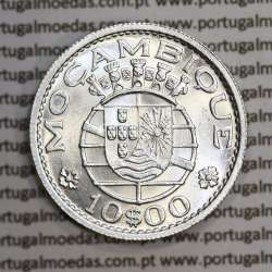 Mozambique, silver coin of 10 Escudos 1960 Former Portuguese Colony of Mozambique, (UNC), World Coins Mozambique KM 79