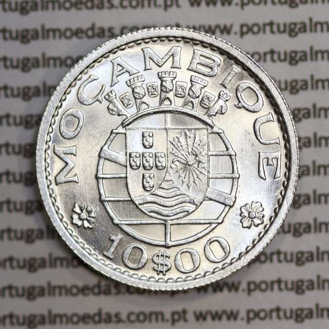 Mozambique, silver coin of 10 Escudos 1960 Former Portuguese Colony of Mozambique, (UNC), World Coins Mozambique KM 79