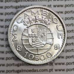 Moçambique 10$00 1960 Prata, (dez escudos em prata de 1960), (Soberba), World Coins Mozambique KM 79