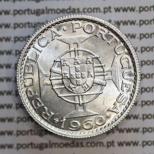 Moçambique 10$00 1960 Prata, (dez escudos em prata de 1960), (Soberba), World Coins Mozambique KM 79
