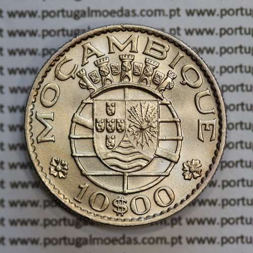 Moçambique 10$00 1974 cuproníquel, "dez escudos 1974 " (Soberba), 10 Escudos 1974 World Coins Mozambique KM 79b