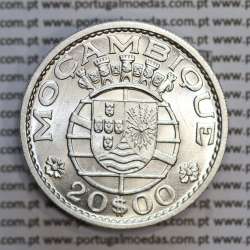 Moçambique, 20 Escudos 1960 Prata, 20$00 escudos 1960 prata Ex-Colónia de Moçambique, (Soberba), World Coins Mozambique KM 80