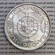 Mozambique, silver coin of 20 Escudos 1960 Former Portuguese Colony of Mozambique, (UNC), World Coins Mozambique KM 80
