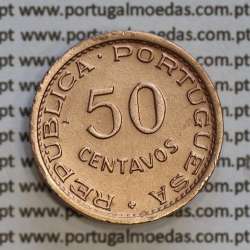 Angola 50 Centavos 1955 Bronze, ("$50" cinquenta centavos 1955 Angola), (MBC+), Ex-Colónia Angola, World Coins Angola KM 75