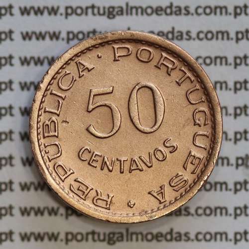 Angola 50 Centavos 1955 Bronze, ("$50" cinquenta centavos 1955 Angola), (MBC+), Ex-Colónia Angola, World Coins Angola KM 75