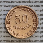Angola 50 Centavos 1955 Bronze, ("$50" cinquenta centavos 1955 Angola), (MBC+), Ex-Colónia Angola, World Coins Angola KM 75