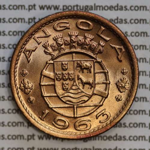Angola 1 Escudo 1963 Bronze, (1$00 Escudo 1963 Angola), (Soberba), Ex-Colónia Angola, World Coins Angola KM 76