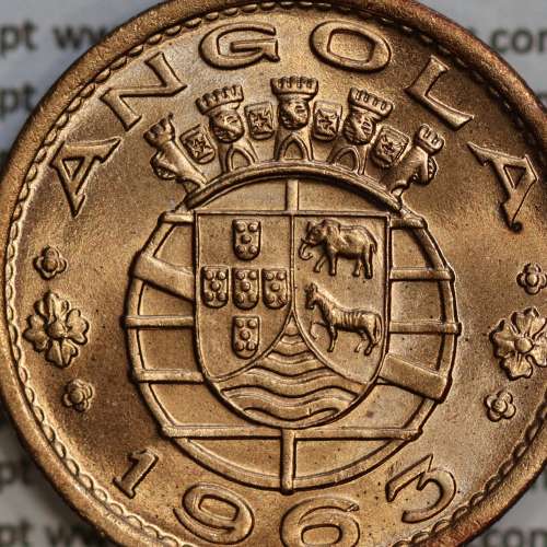 Angola 1 Escudo 1963 Bronze, (1$00 Escudo 1963 Angola), (Soberba), Ex-Colónia Angola, World Coins Angola KM 76