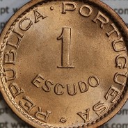 Angola 1 Escudo 1963 Bronze, (1$00 Escudo 1963 Angola), (Soberba), Ex-Colónia Angola, World Coins Angola KM 76
