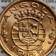 Angola 1 Escudo 1965 Bronze, (1$00 Escudo 1965 Angola), (Soberba), Ex-Colónia Angola, World Coins Angola KM 76