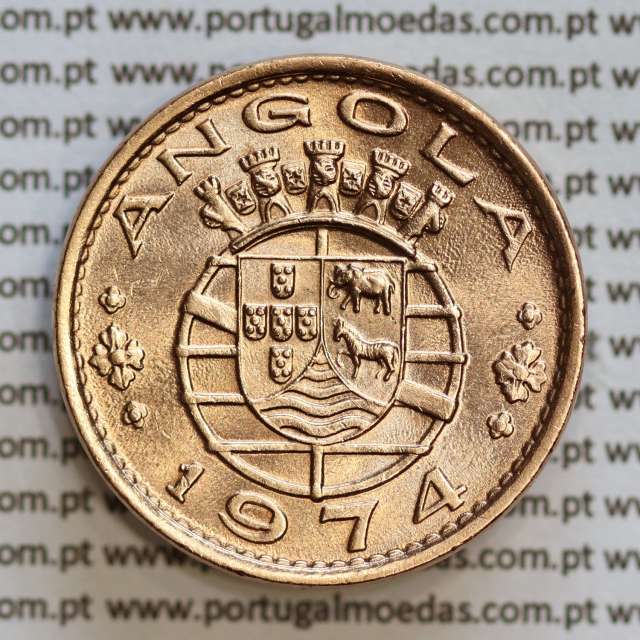 Angola 1 Escudo 1974 Bronze, (1$00 Escudo 1974 Angola), (Soberba), Ex-Colónia Angola, World Coins Angola KM 76