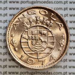 Angola 1 Escudo 1974 Bronze, (1$00 Escudo 1974 Angola), (Soberba), Ex-Colónia Angola, World Coins Angola KM 76