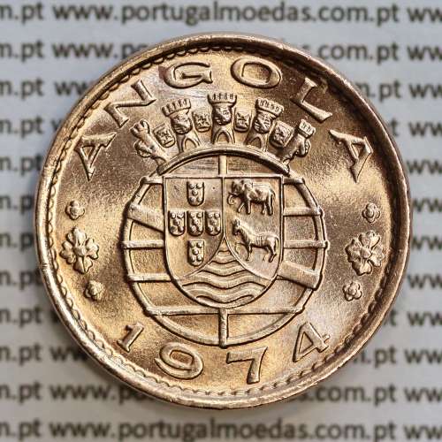 Angola 1 Escudo 1974 Bronze, (1$00 Escudo 1974 Angola), (Soberba), Ex-Colónia Angola, World Coins Angola KM 76