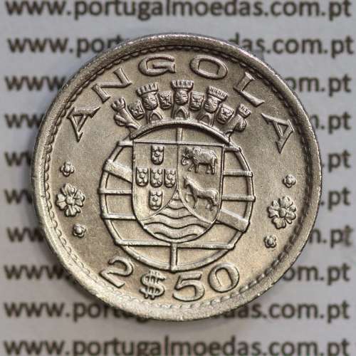 Angola 2$50 1956 cuproníquel, (2 escudos e 50 centavos 1956), (Bela/Soberba) 2 1/2 Escudos 1956  World Coins Angola KM 77