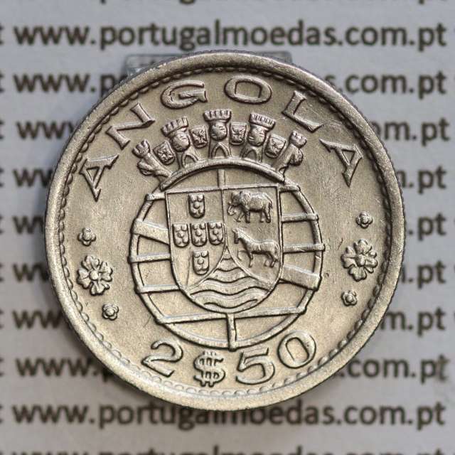 Angola 2$50 1967 cuproníquel, (2 escudos e 50 centavos 1967), (MBC+/Bela) 2 1/2 Escudos 1967  World Coins Angola KM 77