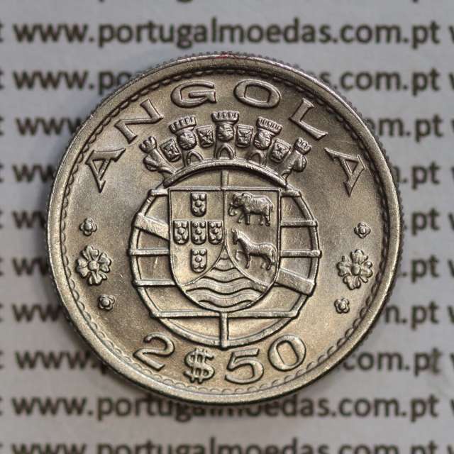 Angola 2$50 1968 cuproníquel, (2 escudos e 50 centavos 1968), (Soberba) 2 1/2 Escudos 1968 Nickel  World Coins Angola KM 77
