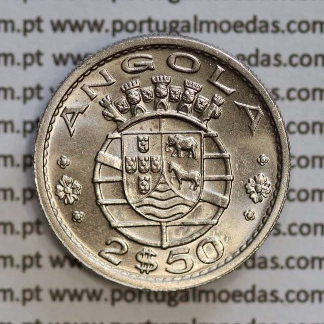 Angola 2$50 1969 cuproníquel, (2 escudos e 50 centavos 1969), (Soberba) 2 1/2 Escudos 1969 Nickel  World Coins Angola KM 77