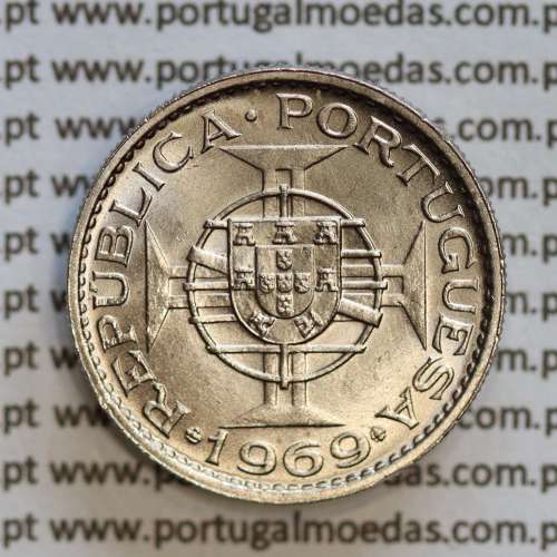 Angola 2$50 1969 cuproníquel, (2 escudos e 50 centavos 1969), (Soberba) 2 1/2 Escudos 1969 Nickel  World Coins Angola KM 77
