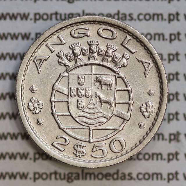 Angola 2$50 1969 cuproníquel, (2 escudos e 50 centavos 1969), (MBC+/Bela) 2 1/2 Escudos 1969 Nickel  World Coins Angola KM 77