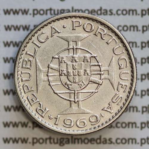 Angola 2$50 1969 cuproníquel, (2 escudos e 50 centavos 1969), (MBC+/Bela) 2 1/2 Escudos 1969 Nickel  World Coins Angola KM 77