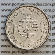 Angola 2$50 1969 cuproníquel, (2 escudos e 50 centavos 1969), (MBC+/Bela) 2 1/2 Escudos 1969 Nickel  World Coins Angola KM 77