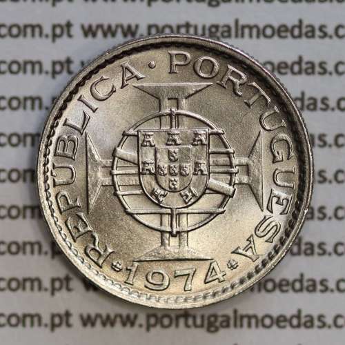 Angola 2$50 1974 cuproníquel, (2 escudos e 50 centavos 1974), (Soberba) 2 1/2 Escudos 1974 Nickel  World Coins Angola KM 77