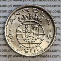 Angola 5$00 1972 cuproníquel, (5 escudos Cupro-Níquel1972), (Soberba) 5 Escudos copper-nickel 1972 World Coins Angola KM 81