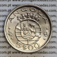 Angola 5$00 1972 cuproníquel, (5 escudos Cupro-Níquel1972), (Soberba) 5 Escudos copper-nickel 1972 World Coins Angola KM 81