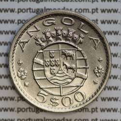 Angola 5$00 1972 cuproníquel, (5 escudos Cupro-Níquel1972), (Bela/Soberba) 5 Escudos copper-nickel 1972 World Coins Angola KM 81