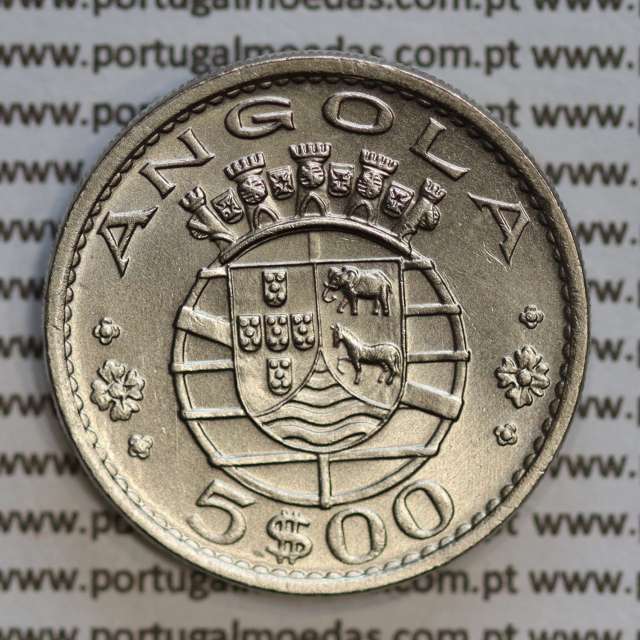 Angola 5$00 1972 cuproníquel, (5 escudos Cupro-Níquel1972), (Bela/Soberba) 5 Escudos copper-nickel 1972 World Coins Angola KM 81