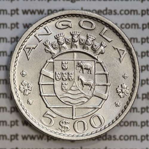 Angola 5$00 1972 cuproníquel, (5 escudos Cupro-Níquel1972), (Bela/Soberba) 5 Escudos copper-nickel 1972 World Coins Angola KM 81