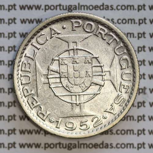 Angola 10$00 1952 prata, (10 escudos prata 1952), (MBC+) 10 Escudos silver 1952 World Coins Angola KM 73