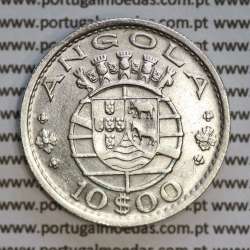 Angola 10$00 1955 prata, (10 escudos prata 1955), (MBC+) 10 Escudos silver 1955 World Coins Angola KM 73