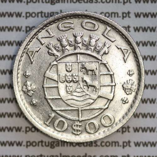 Angola 10$00 1955 prata, (10 escudos prata 1955), (MBC+) 10 Escudos silver 1955 World Coins Angola KM 73