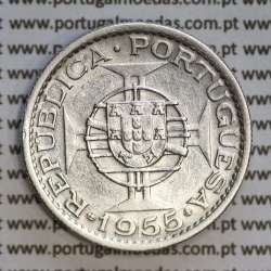 Angola 10$00 1955 prata, (10 escudos prata 1955), (MBC+) 10 Escudos silver 1955 World Coins Angola KM 73
