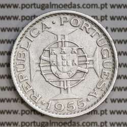Angola 10$00 1955 prata, (10 escudos prata 1955), (MBC+) 10 Escudos silver 1955 World Coins Angola KM 73