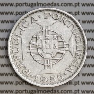 Angola 10$00 1955 prata, (10 escudos prata 1955), (MBC+) 10 Escudos silver 1955 World Coins Angola KM 73