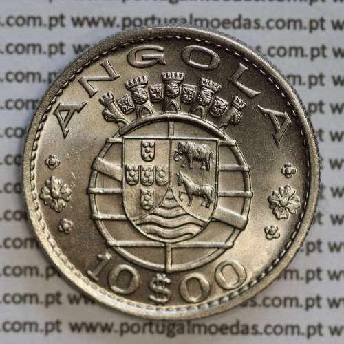 Angola, copper-nickel coin of 10 escudos 1969 of the Former Portuguese Colony of Angola, World Coins Angola KM 79