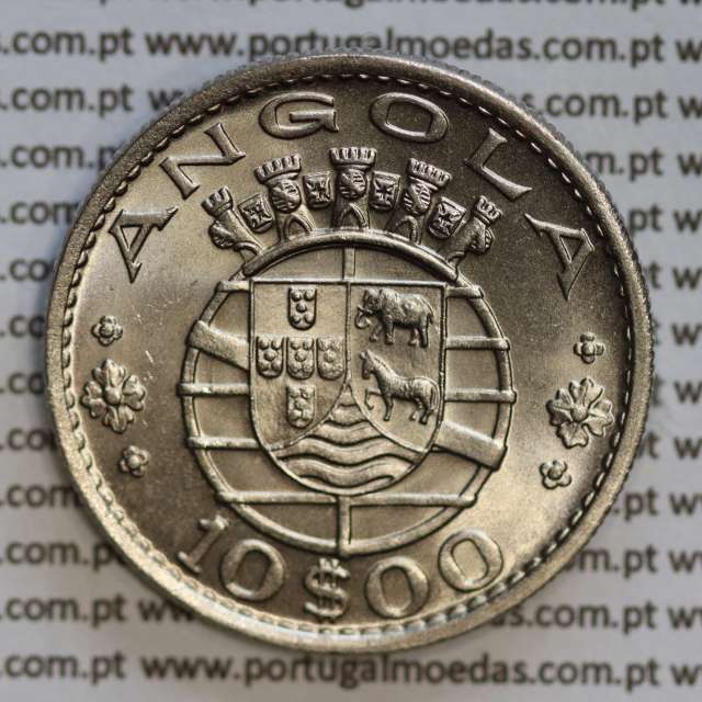 Angola, copper-nickel coin of 10 escudos 1969 of the Former Portuguese Colony of Angola, World Coins Angola KM 79