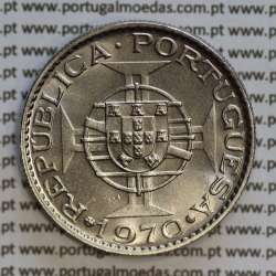 Angola 10$00 1970 cuproníquel, (10 escudos Cupro-Níquel 1970), (Soberba) 10 Escudos copper-nickel 1970 World Coins Angola KM 79