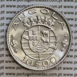 Angola 10$00 1970 cuproníquel, (10 escudos Cupro-Níquel 1970), (Soberba) 10 Escudos copper-nickel 1970 World Coins Angola KM 79