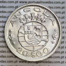Angola, silver coin of 20 Escudos 1952, 20$00 silver 1952 of former portuguese colony of Angola, (XF/UNC), W. Coins Angola KM74